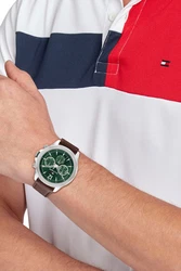 Tommy Hilfiger Analoguhr Multi Zifferblatt Quarz Uhr (1792062, 1792059) dunkelbraun/dunkelgrün/rot/silber