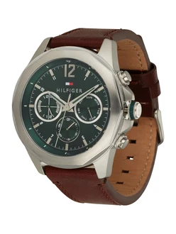Tommy Hilfiger Analoguhr Multi Zifferblatt Quarz Uhr (1792062, 1792059) dunkelbraun/dunkelgrün/rot/silber Tommy Hilfiger Analoguhr Multi Zifferblatt Quarz Uhr (1792062, 1792059) dunkelbraun/dunkelgrün/rot/silber