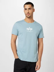 Alpha Industries Rundhalsshirt Basic T hellblau/weiß