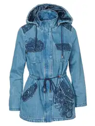Přechodová parka modrá džínovina
