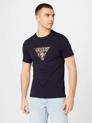 GUESS T-Shirt dunkelblau/gelb/weiß