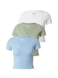 Tričko světlemodrá / khaki / bílá