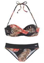 Bikiny béžová / oranžová / černá / bílá