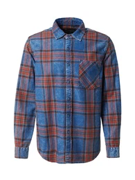 Hemd blue denim / braun / hellgelb / rot
