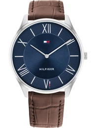Uhr navy / dunkelbraun / silber