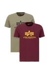 Alpha Industries T-Shirt Basic T 2 Pack gelb/khaki/burgunder/schwarz