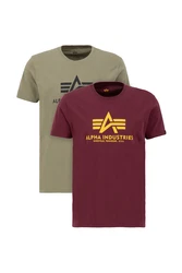 Alpha Industries T-Shirt Basic T 2 Pack gelb/khaki/burgunder/schwarz