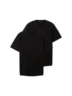 TOM TAILOR T-Shirt Basic T-Shirt (2-tlg) (6358) schwarz