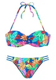 Bikiny královská modrá / světle zelená / pitaya / jasně červená
