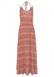 Letní šaty zelená / oranžová / červená / bílá