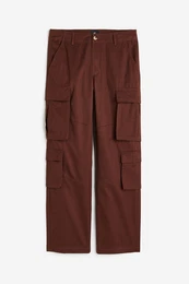 H&M Cargohose Relaxed Fit Braun, Gepäck in Größe W 33. Farbe: Brown