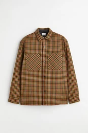H&M Wattiertes Overshirt Dunkelbeige/Schwarz kariert, Overshirts in Größe XS. Farbe: Dark beige/black checked