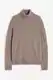 H&M Wollpullover mit Rollkragen Loose Fit Dunkelbeige in Größe XL. Farbe: Dark beige