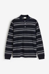 H&M Poloshirt in Regular Fit Marineblau/Gestreift, Poloshirts Größe S. Farbe: Navy blue/striped