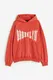 H&M Bedruckter Hoodie in Oversized Fit Rot/Brooklyn, Hoodies Größe XS. Farbe: Red/brooklyn