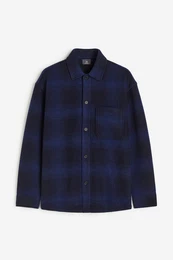 H&M Overshirt in Relaxed Fit Dunkelblau/Kariert, Overshirts Größe M. Farbe: Dark blue/checked