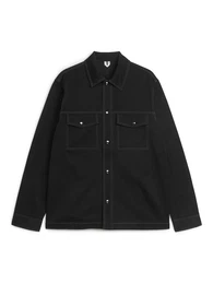 Arket Overshirt aus Baumwolltwill Schwarz, Freizeithemden in Größe 50. Farbe: Black