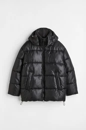 H&M Puffer Jacket Oversized Fit Schwarz, Jacken in Größe M. Farbe: Black