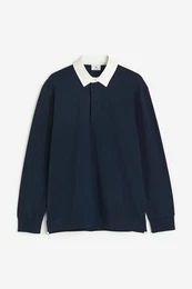 H&M Rugbyshirt aus Baumwolle Regular Fit Dunkelblau, Sweatshirts in Größe XS. Farbe: Dark blue
