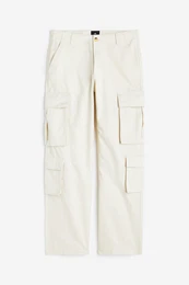 H&M Cargohose Relaxed Fit Cremefarben, Gepäck in Größe W 36. Farbe: Cream