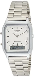 Casio Collection Unisex Retro Armbanduhr AQ-230A Silber/Weiß