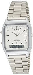 Collection Herren Analog/Digital Quarz mit Edelstahlarmband – AQ-230A-7BMQYES, Silber (Zifferblatt: Weiß)