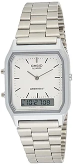Casio Collection Unisex Retro Armbanduhr AQ-230A Silber/Weiß