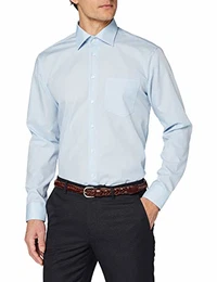 Herren Business Hemd Regular Fit Langarm, Blau (Hellblau), 46