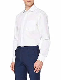 Herren Business Hemd Regular Fit Langarm, Weiß (01 Weiß), 43