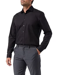 Herren Regular Bügelfrei Business Shirt, Schwarz (84), 43