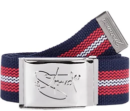 Gürtel Canvas Belt Navy-Rot-Weiß, Chromschnalle Classic, 4 cm breit, für Damen und Herren