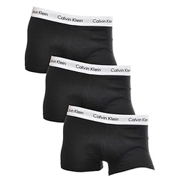 Herren Boxershorts, Hüft-Shorts, hochwertige Baumwoll-Unterhosen für Männer, mit Stretch-Anteil, elastischer Bund, 3er Pack, Schwarz (Black 001), L