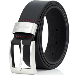 Gürtel Herren, Premium Echtleder-Gürtel Herren 40 mm breit, Echtleder Herrengürtel aus Vollrindleder schwarz, Größe/Size:100, Farbe/Color:schwarz