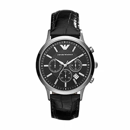 Herren Chronograph Quarz Uhr mit Leder Armband AR2447