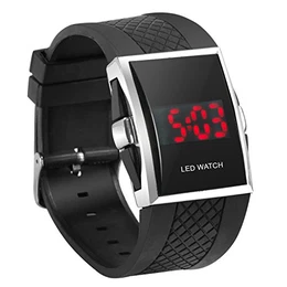 DIGIFLEX Digitale Armbanduhr für Männer mit roter LED-Anzeige - in Schwarz ein elegantes Geschenk