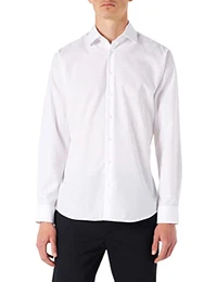 Herren Shaped Bügelfrei Kent Langarm Business Shirt, Weiß, 38 EU