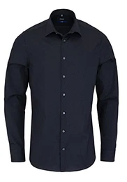Herren Herren Business Tailored Fit – Bügelfreies, Schmales mit Kent-kragen Langa Businesshemd, Schwarz (Schwarz 84), 42 EU