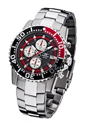 FIREFOX Zion FFS17-102 schwarz/rot Herrenuhr Armbanduhr Chronograph massiv Edelstahl Sicherheitsfaltschließe 10 ATM Water Resistant