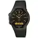 Casio Herren Quartz Armbanduhr, 38.00mm GehäusegröÃŸe mit schwarz analog/digital Zifferblatt und schwarz Rubber Strap Armband AW-90H-9EVEF