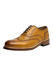 Levet 2506, rahmengenähte Herren Businessschuhe und Schnürhalbschuhe (Brogue, Leder, Ledersohle) Braun (Tan), EU 44
