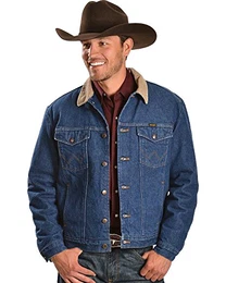 Herren-Jeansjacke im Western-Stil, gefüttert, Denim/Decke, 52
