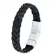 S.Oliver Herren Armband Edelstahl matt Leder geflochten 19,5+1,5 cm schwarz