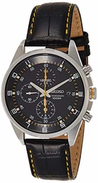 Chronograph Herren-Uhr Edelstahl mit Lederband SNDC89P2