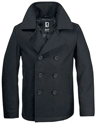 Brandit PEA COAT MANTEL US MARINE JACKE HERREN WINTERJACKE CABAN SCHWARZ