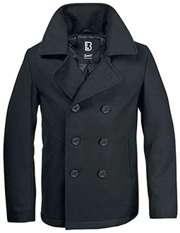 Brandit PEA COAT MANTEL US MARINE JACKE HERREN WINTERJACKE CABAN SCHWARZ