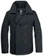 Brandit PEA COAT MANTEL SCHWARZ WOLLE US MARINE JACKE HERREN WINTERJACKE CABAN, Größe:M