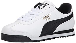 PUMA Herren Roma Basic Sneaker, Weiß/schwarzes Leder, 43 EU