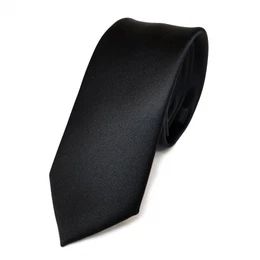 schmale Satin Krawatte in black schwarz einfarbig uni