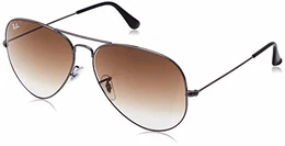 Ray Ban Unisex Sonnenbrille Aviator, Gr. Large (Herstellergröße: 62), Braun (Gestell: gunmetal, Gläserfarbe: braun verlauf 004/51)