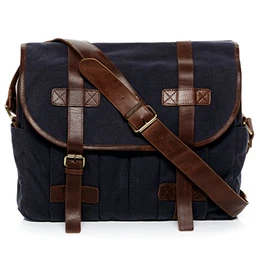 Messenger Bag Canvas & Leder Chase groß Laptoptasche Umhängetasche Laptopfach 15.6'' Unisex blau